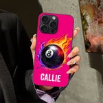 Personalised Flaming Basketball Football Sports Ball Design TPU Phone Case for iPhone with Name Birthday Match Day Gift for Ball Games Lovers