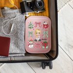 Personalised Christmas Bow Snowman Cartoon Leather Jewellery Box with Name and LED Three-colour Adjustable Makeup Mirror Christmas Gift for Women Girls