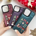 Etui de téléphone à rabat avec porte-cartes RFID Blocking Cadeau de Noël pour la famille et les amis