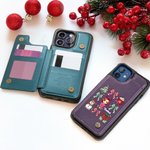 Etui de téléphone à rabat avec porte-cartes RFID Blocking Cadeau de Noël pour la famille et les amis