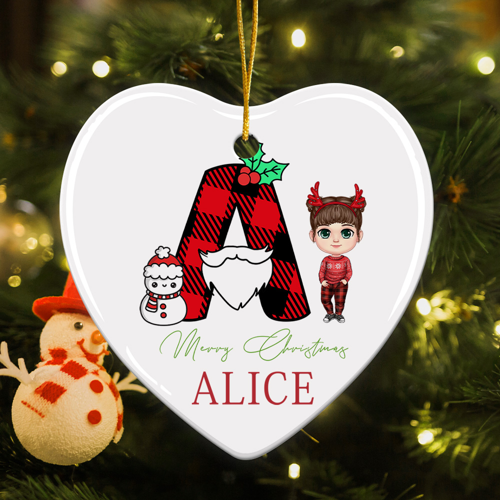 Ornement de Noël personnalisé en céramique avec nom et lanière Cadeau de décoration de Noël pour la famille