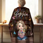 Personaje personalizado de dibujos animados Libros Biblioteca Suave manta con 1-8 Familia Nacimiento Flores y nombres Cumpleaños Día de la Madre Regal