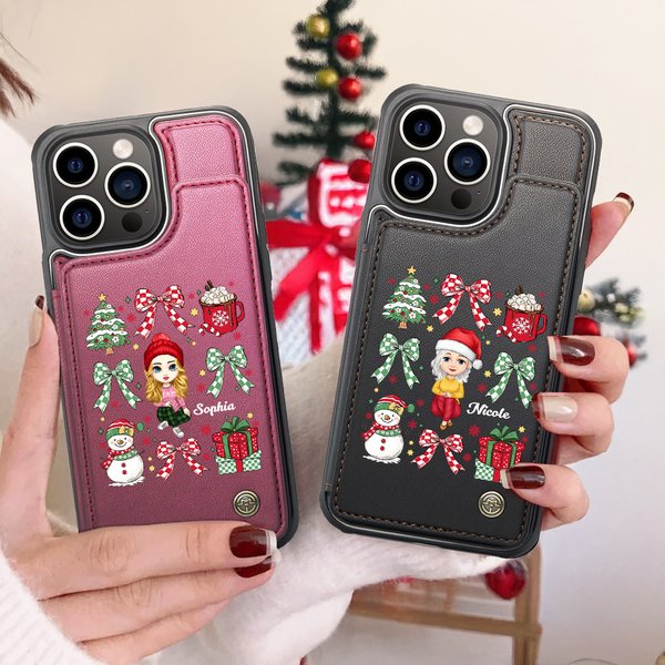 Etui de téléphone à rabat avec porte-cartes RFID Blocking Cadeau de Noël pour la famille et les amis