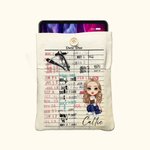 Personalized Retro Date Due Card Cartoon Character Book Sleeve Cover with Name and Front Pocket Back to School Gift for Book Lovers Librarian