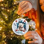 Personalizado 3D Santa Claus muñeco de nieve reno de cerámica Adorno de Navidad con nombre Árbol colgante de Navidad Regalo para la familia