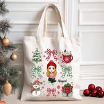 Grand sac en toile avec personnage de dessin animé et nom Cadeau de fête de Noël pour les femmes et les filles