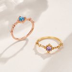 Personalised Vine Birthstone Ring with Zircon Dainty Jewellery Birthday Anniversary Promise Gift for Women