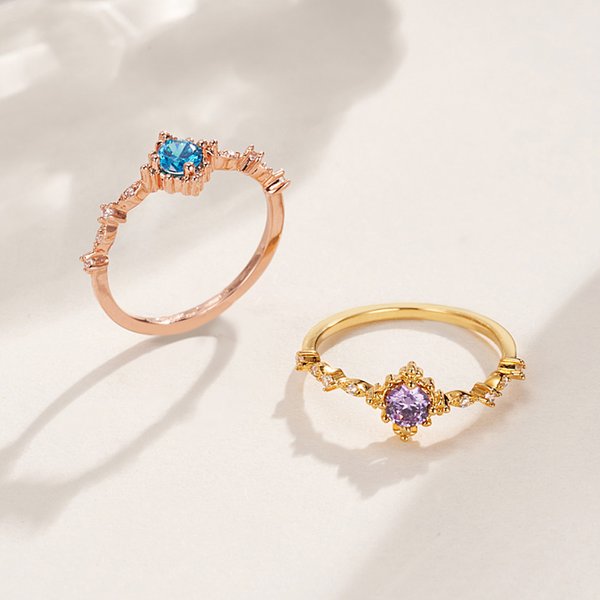 Personalized Vine Birthstone Ring with Zircon Dainty Jewelry Birthday Anniversary Promise Gift for Women
