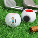 Personalized Cartoon Character Magnetic Golf Ball Shaped Cigar Holder with Name for Golf Cart Sports Birthday Gift for Golf Players Cigar Lovers