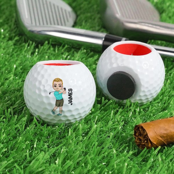 Personalizzato Cartoon Character Magnetic Golf Ball Shaped Cigar Holder with Name for Golf Cart Sport Birthday Gift for Golf Players Cigar Lovers