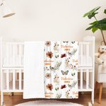 Coperta di sicurezza personalizzata Bohemian Wildflower Butterfly Name con sfondo a puntini Regalo di battesimo per la doccia del bambino per il neonato