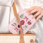 Personalised Christmas Bow Snowman Cartoon Leather Jewellery Box with Name and LED Three-colour Adjustable Makeup Mirror Christmas Gift for Women Girls