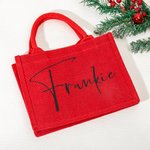 Dolly Curvy Font sac cabas réutilisable en toile de jute rouge avec nom Anniversaire Mariage Noël Party Favors Gift for Women Girls