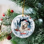 Personalizado 3D Santa Claus muñeco de nieve reno de cerámica Adorno de Navidad con nombre Árbol colgante de Navidad Regalo para la familia