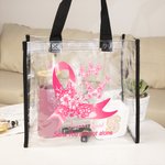 Personalized Pink Ribbon Butterfly Support Squad Clear Tote Bag with Name Birthday Brest Cancer Fighter Survivor Gift for Family Friend