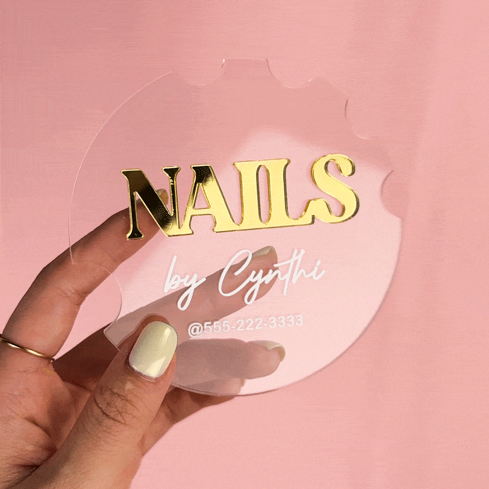 Personalised Mirror Letter Acrylic Nailfie Disk Display Plate with Name Beauty Salon Social Media Photo Props Gift for Manicurist Nail Artist