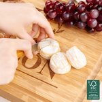 Gepersonaliseerde Laurierkrans FSC Bamboe Gegraveerde Charcuterie Snijplank met Monogram en Sapgroef Housewarming Verjaardagsgeschenk voor Familie