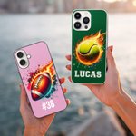 Personalised Flaming Basketball Football Sports Ball Design TPU Phone Case for iPhone with Name Birthday Match Day Gift for Ball Games Lovers