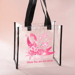 Personalized Pink Ribbon Butterfly Support Squad Clear Tote Bag with Name Birthday Brest Cancer Fighter Survivor Gift for Family Friend