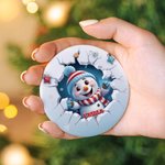Personalizado 3D Santa Claus muñeco de nieve reno de cerámica Adorno de Navidad con nombre Árbol colgante de Navidad Regalo para la familia