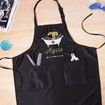 Personalized Multicolor Glitter Dog Grooming Paw Print Waterproof Apron with Pockets and Name Grand Opening Gift for Dog Lovers Groomers