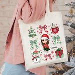 Grand sac en toile avec personnage de dessin animé et nom Cadeau de fête de Noël pour les femmes et les filles