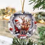 Personalizado 3D Santa Claus muñeco de nieve reno de cerámica Adorno de Navidad con nombre Árbol colgante de Navidad Regalo para la familia