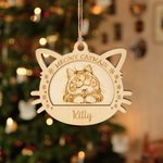 Personalised Snowflake Cat Portrait Wooden Christmas Hanging Ornament with Name Christmas Tree Decor Memorial Pet Loss Gift for Pet Lovers