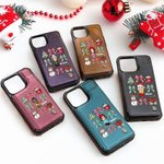 Etui de téléphone à rabat avec porte-cartes RFID Blocking Cadeau de Noël pour la famille et les amis