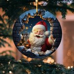 Personalizado 3D Santa Claus muñeco de nieve reno de cerámica Adorno de Navidad con nombre Árbol colgante de Navidad Regalo para la familia