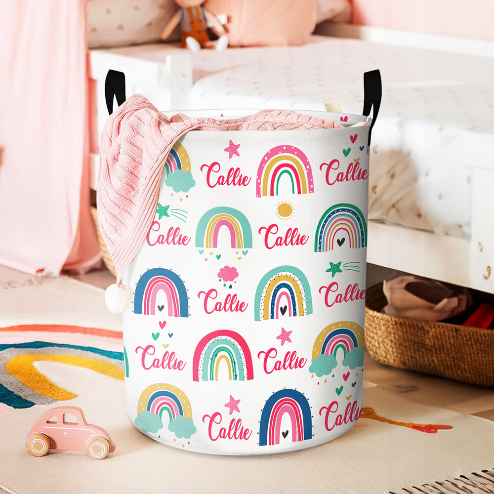 Panier à linge imperméable Boho Rainbow Star personnalisé avec nom et poignée Baby Shower Birthday Gift for Kids