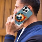 Personalised Flaming Basketball Football Sports Ball Design TPU Phone Case for iPhone with Name Birthday Match Day Gift for Ball Games Lovers