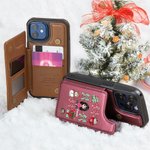 Etui de téléphone à rabat avec porte-cartes RFID Blocking Cadeau de Noël pour la famille et les amis