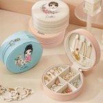 Coffret à bijoux personnalisé avec nom et prénom, couronne de fleurs de naissance, personnage de dessin animé, cadeau de mariage pour femme, fille.