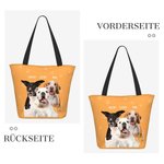Personalisierte Mehrfarbige Tragetasche mit 1-3 Haustierfotos Hundeporträt Tote Bag mit Namen Geburtstag Jahrestag für Tierliebhaber
