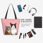 Personalisierte Mehrfarbige Tragetasche mit 1-3 Haustierfotos Hundeporträt Tote Bag mit Namen Geburtstag Jahrestag für Tierliebhaber