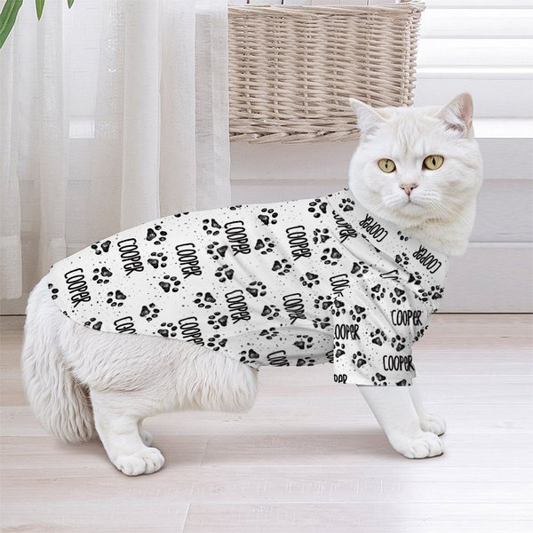 Personalized Multicolor Cute Paw Print Soft Dog Cat Shirt with Name Holiday Party Costume Birthday Gift for Pet Owners