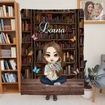 Personaje personalizado de dibujos animados Libros Biblioteca Suave manta con 1-8 Familia Nacimiento Flores y nombres Cumpleaños Día de la Madre Regal