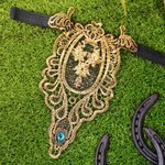 Gepersonaliseerd goud kant geboortesteen gezichtsplaat verstelbare wenkbrauwband Middeleeuws paard accessoires Verjaardag ruiter Cadeau voor paardenliefhebber Dressuur ruiter