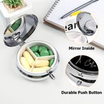 Personlig Födelseblomma Rund Mini Bärbar Pillerdosa med Namn och Spegel Födelsedagspresent till Vänner Familj