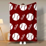 Personalised Multicolor Baseball Football Tennis Sports Theme Soft Throw Blanket with Names Home Decor Birthday Team Gift for Sports Lovers
