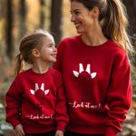 Personalized Cute Bear Cat Rabbit Animal Face and Tail Multicolor Adult Kid Sweatshirt with Text Birthday Holiday Gift for Family