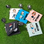 Personalisierte Saugfähiges Cartoon-Figur PU-Leder-Golfhandtuch mit Golf-Tee und Einziehbarem Clip Tragbare Accessoire Geschenk für Golfliebhaber