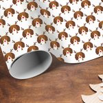 Personalised Christmas Hat Scarf Cartoon Dog Wrapping Paper with Name Festive Christmas Gift for Dog Lover