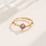 Personalised Vine Birthstone Ring with Zircon Dainty Jewellery Birthday Anniversary Promise Gift for Women