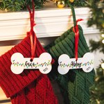 Personalised Dog Bone Shaped Christmas Lights Ornament Stocking Tag with Text and Year Christmas Tree Decor Gift for Pet Lovers