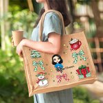 Bolsa de yute reutilizable personalizada para Navidad Chica Mujer con nombre Navidad Cumpleaños Regalo para la familia Amigo