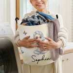 Personalisierte Cartoon Charakter Geburt Blume Spielzeug Lagerung Wäschekorb mit Griff Housewarming Geburtstag Geschenk für Freund und Familie
