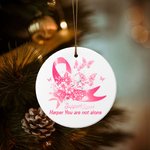 Personalised Pink Ribbon Butterfly Beating Breast Cancer Christmas Ornament with Name Christmas Tree Decor Gift for Women Cancer Fighter
