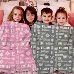 Copo de nieve personalizado Nombre Inicial Suave manta de tiro Decoración del hogar Cumpleaños Regalo de Navidad para los niños